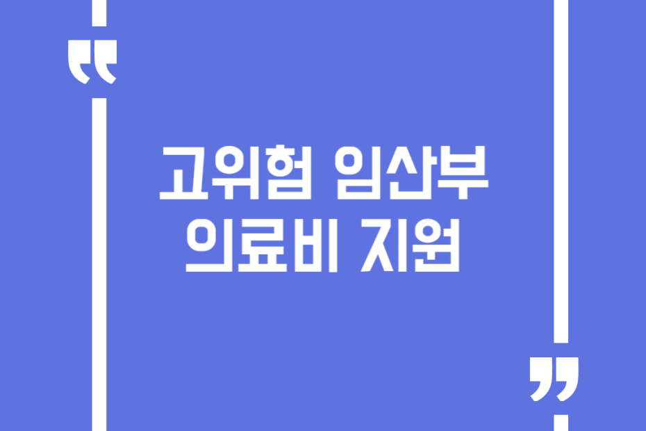 고위험 임산부 의료비 지원