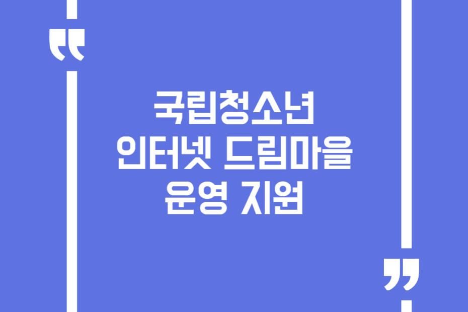 국립청소년인터넷드림마을 운영 지원