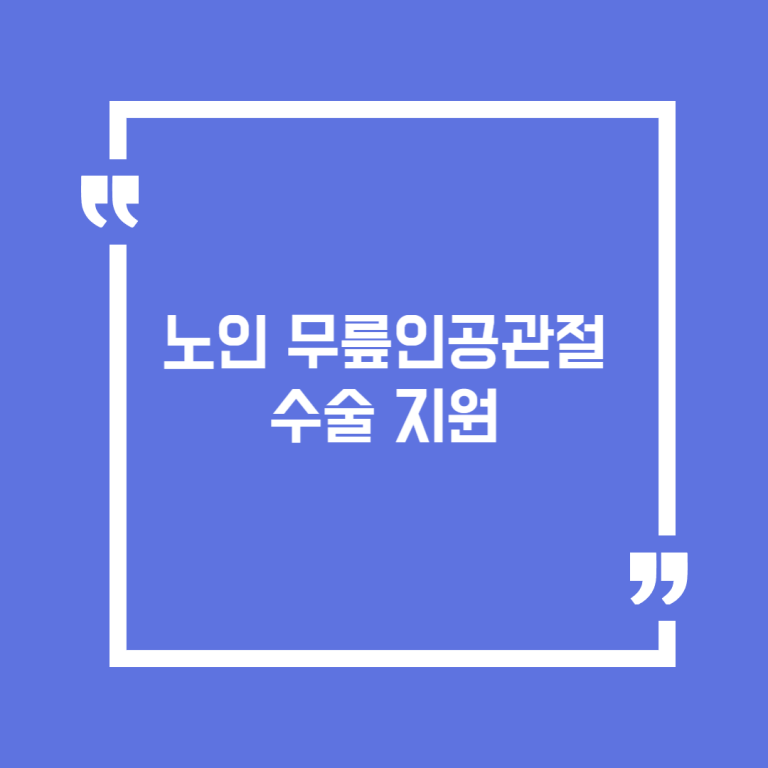 노인 무릎인공관절 수술 지원