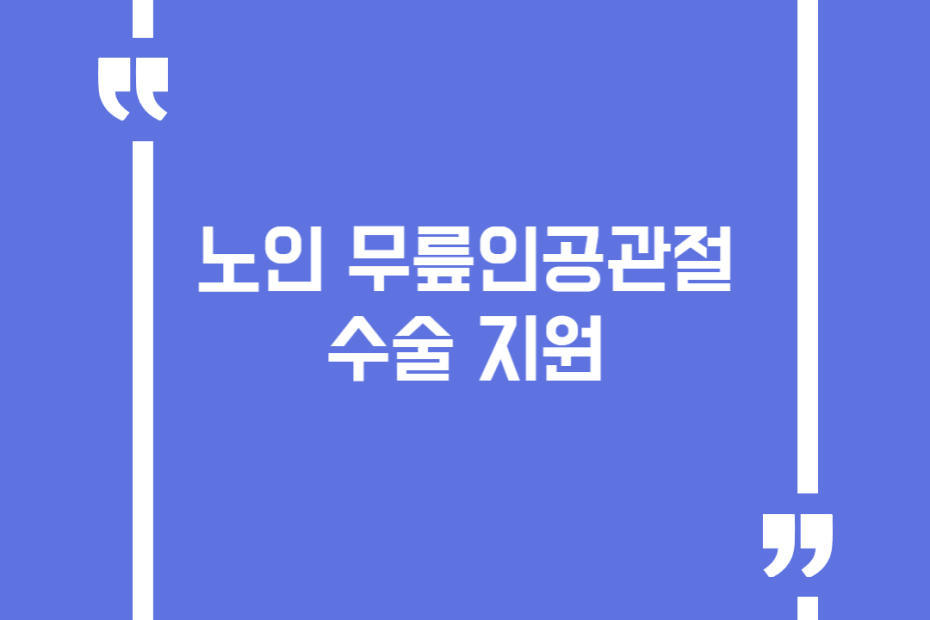 노인 무릎인공관절 수술 지원