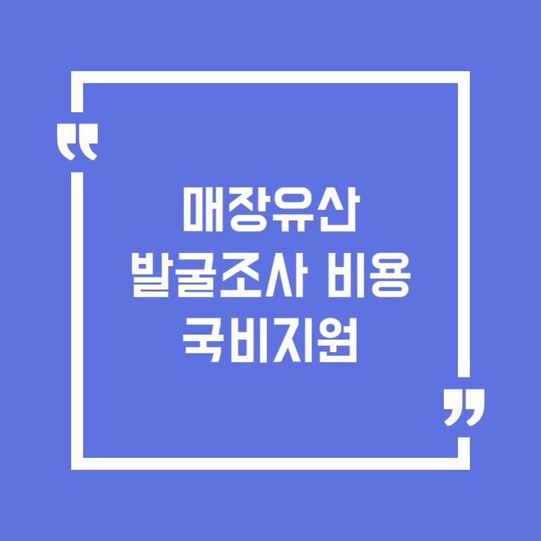 매장유산 발굴조사 비용 국비지원