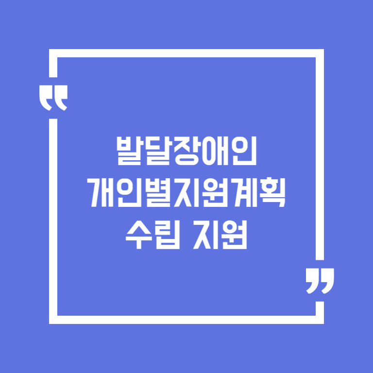 발달장애인 개인별지원계획 수립 지원