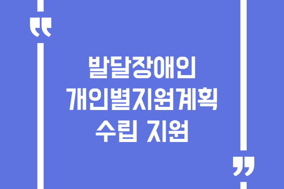 발달장애인 개인별지원계획 수립 지원