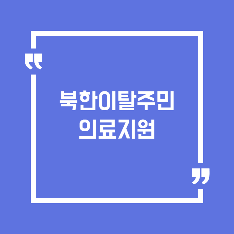 북한이탈주민 의료지원