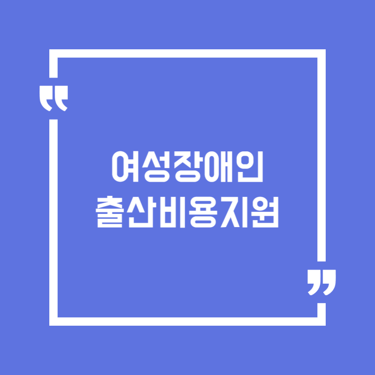 여성장애인 출산비용지원