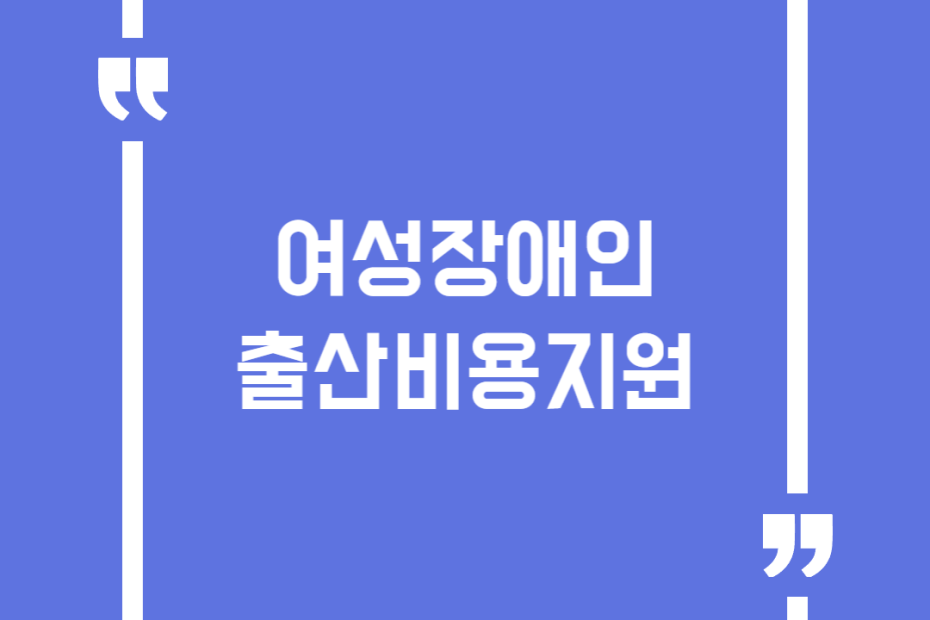 여성장애인 출산비용지원
