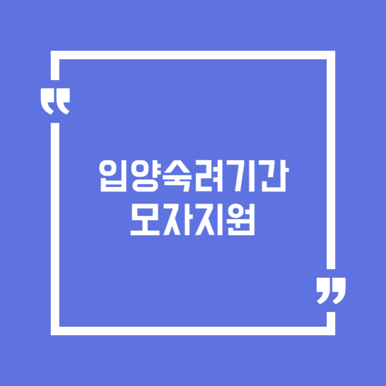 입양숙려기간 모자지원