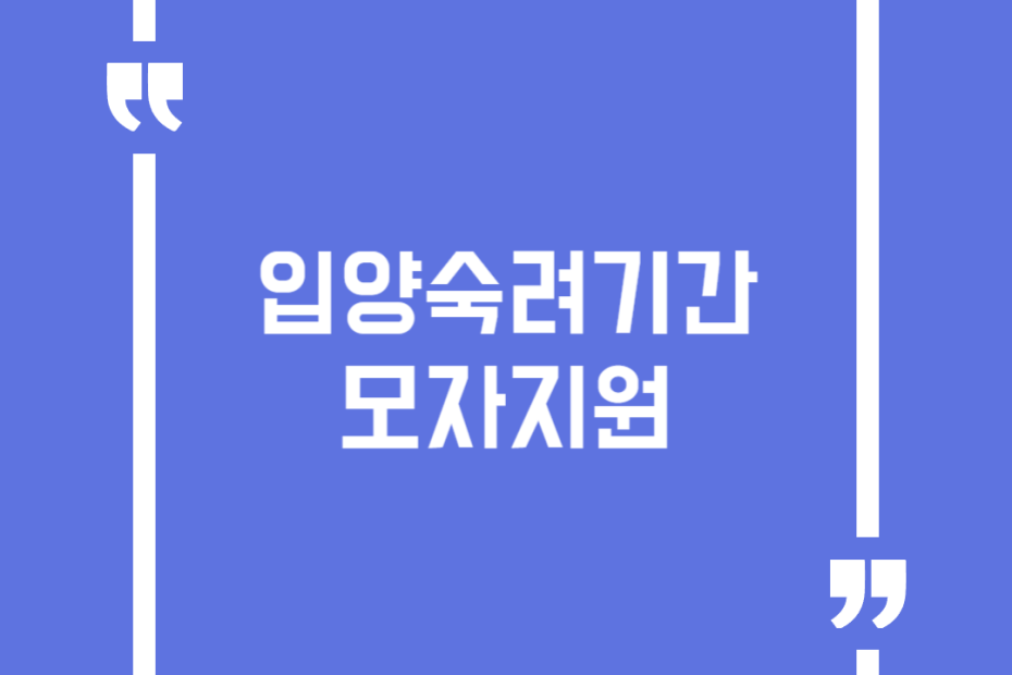 입양숙려기간 모자지원