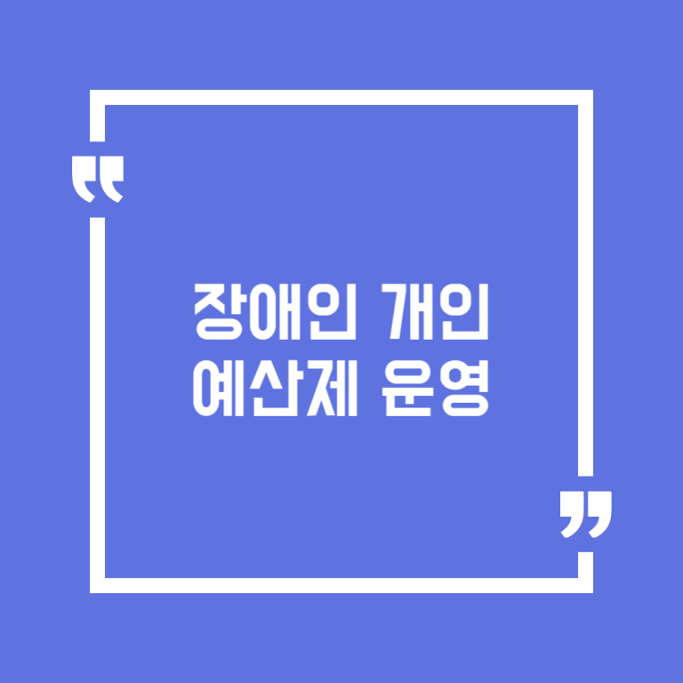 장애인 개인예산제 운영