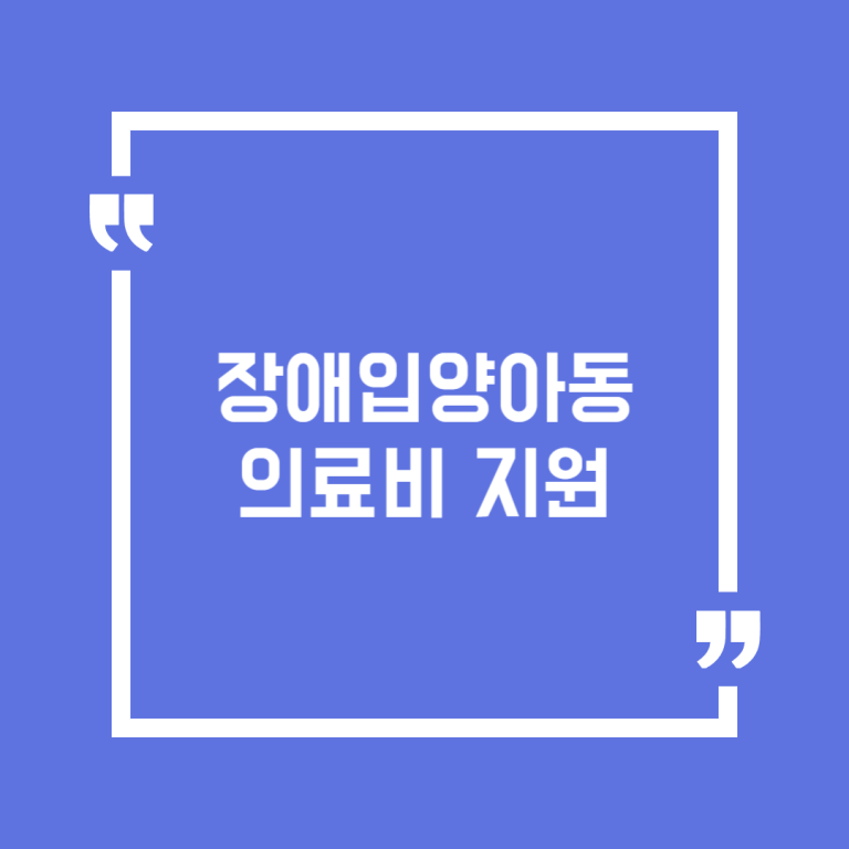 장애입양아동 의료비 지원