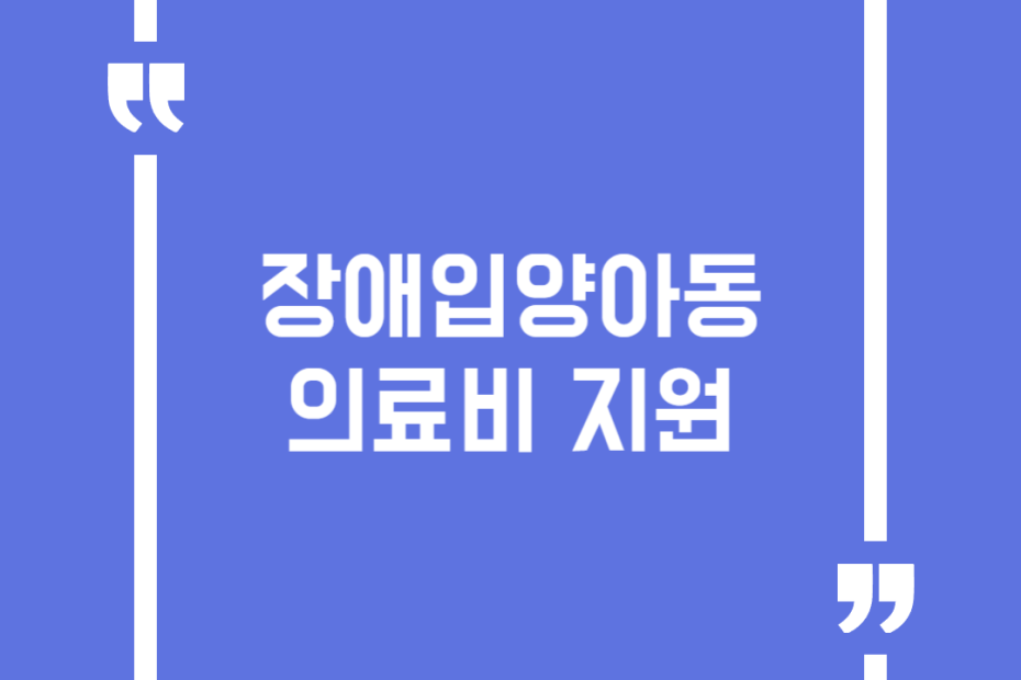장애입양아동 의료비 지원