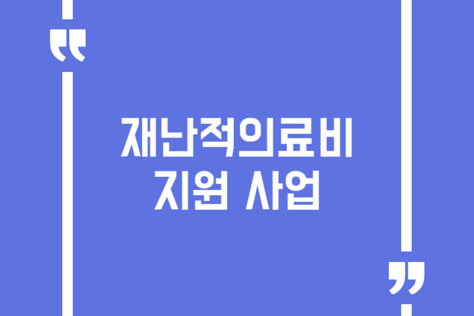 재난적의료비 지원 사업