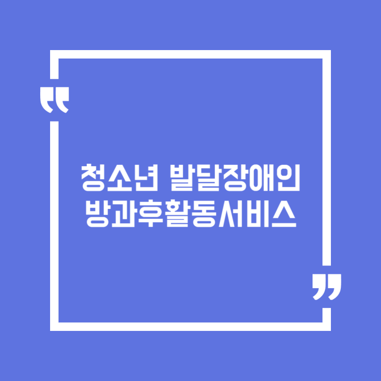 청소년 발달장애인 방과후활동서비스