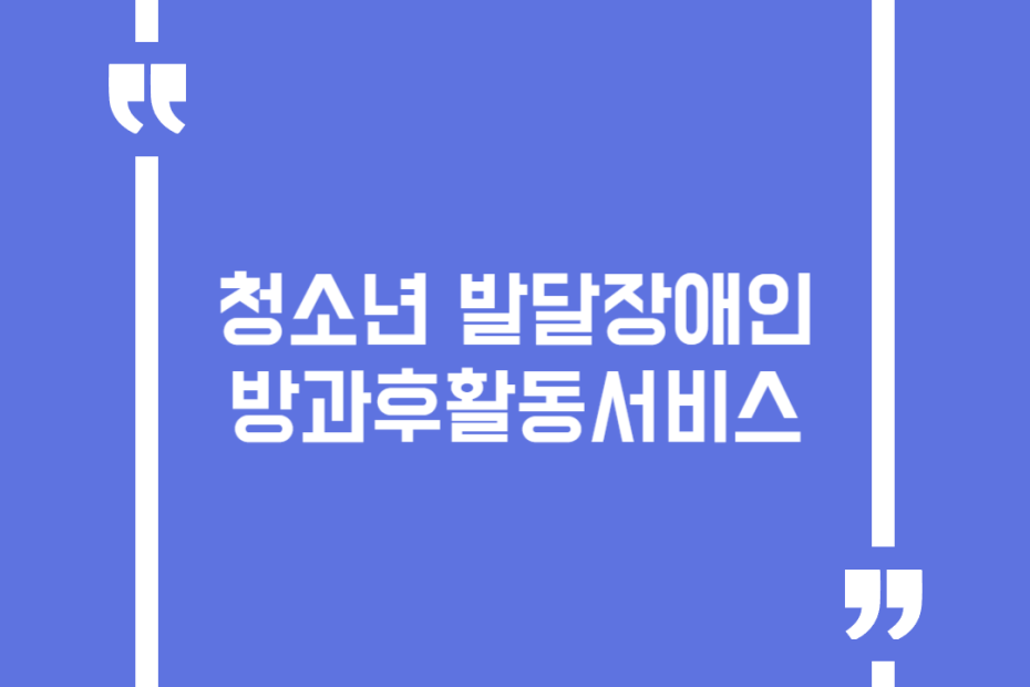 청소년 발달장애인 방과후활동서비스