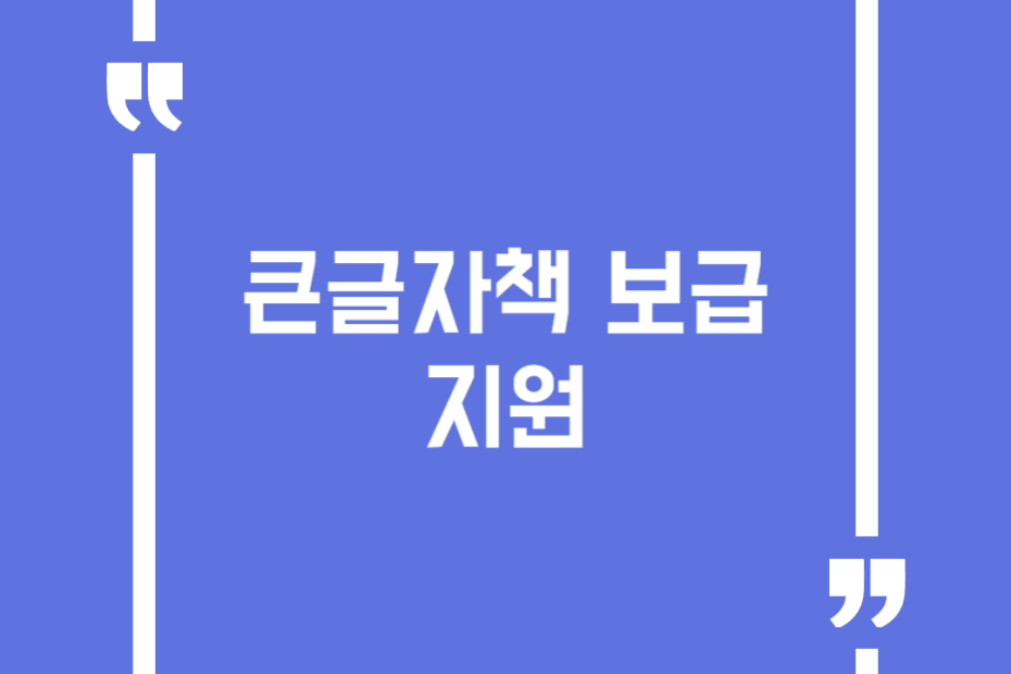 큰글자책 보급 지원