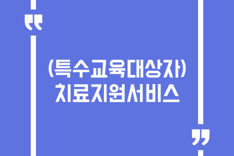 (특수교육대상자) 치료지원서비스