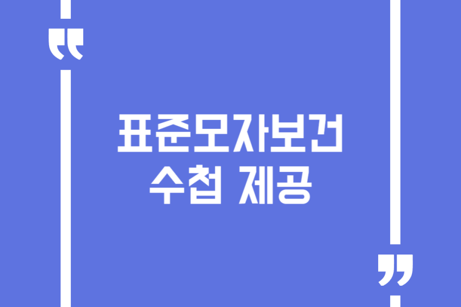 표준모자보건수첩 제공
