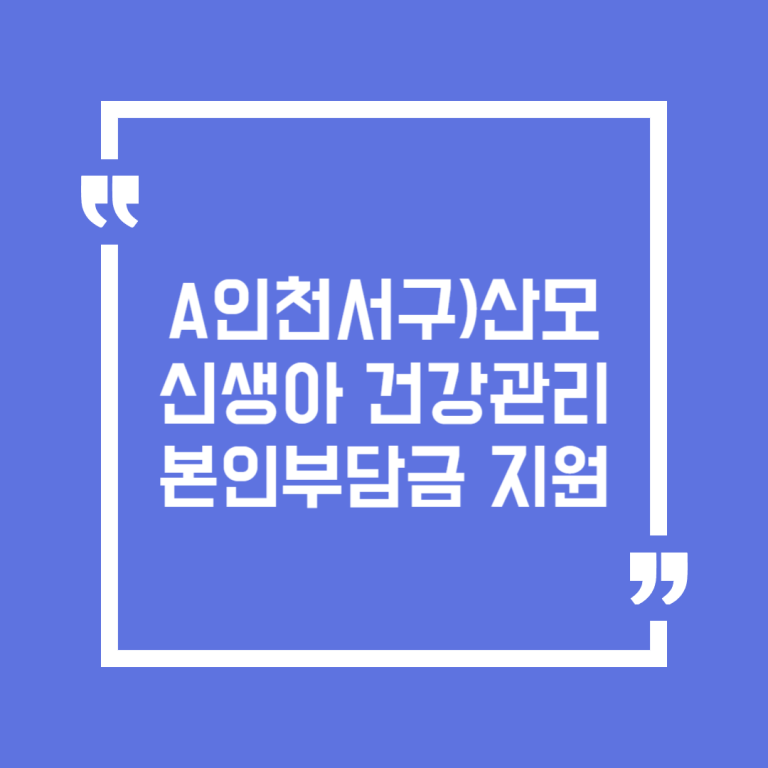A인천서구)산모신생아 건강관리 본인부담금 지원