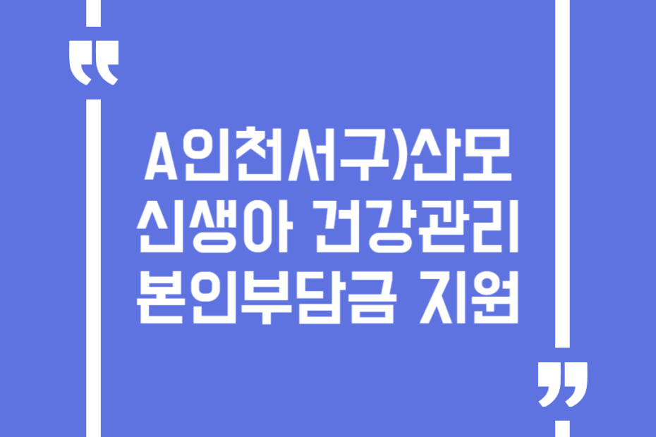A인천서구)산모신생아 건강관리 본인부담금 지원