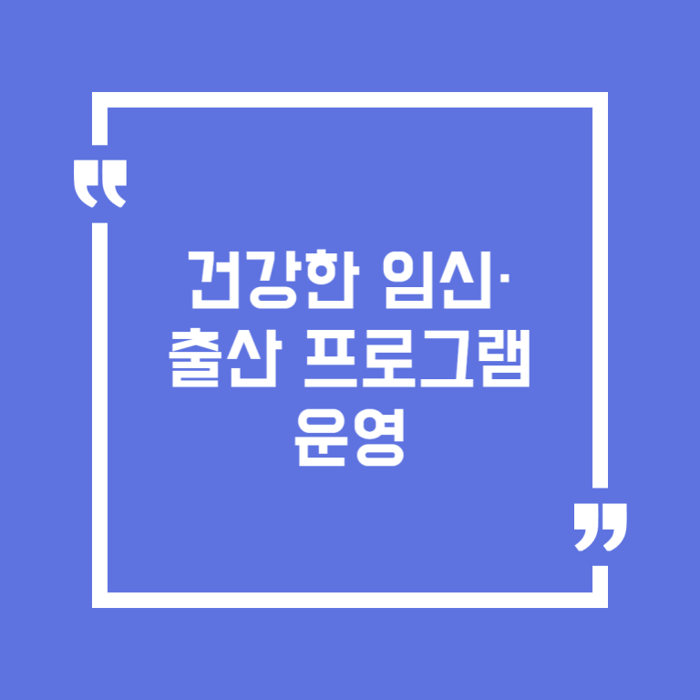 건강한 임신·출산 프로그램 운영