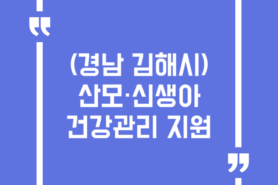 (경남 김해시)산모·신생아 건강관리 지원