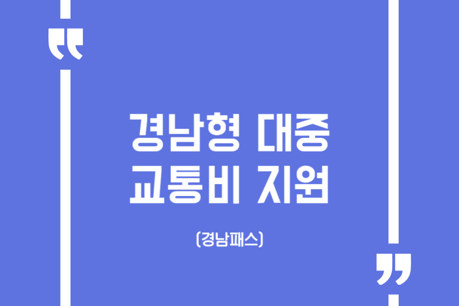 경남형 대중교통비 지원(경남패스)