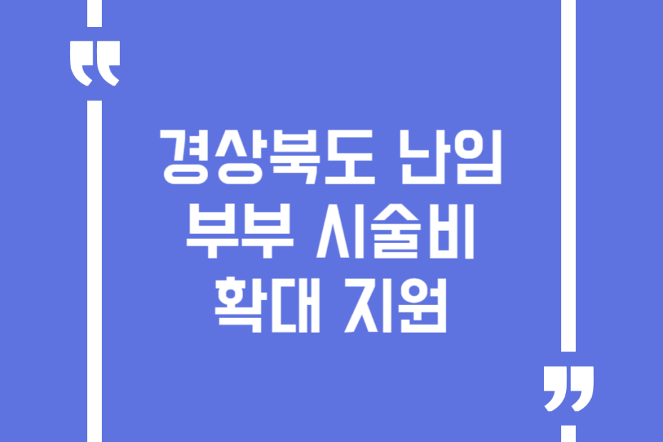 경상북도 난임부부 시술비 확대 지원