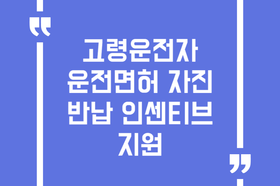 고령운전자 운전면허 자진반납 인센티브 지원