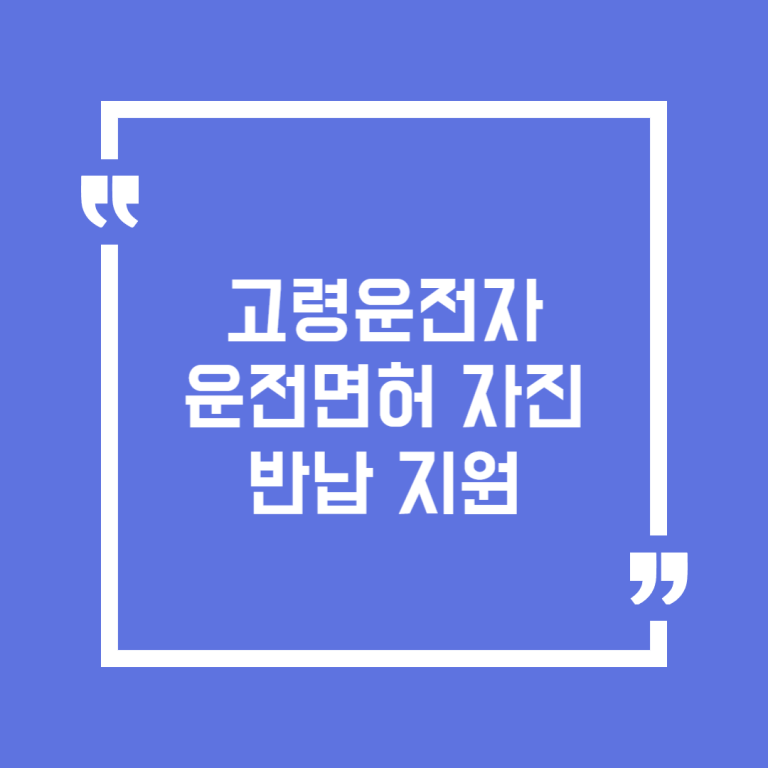 고령운전자 운전면허 자진반납 지원