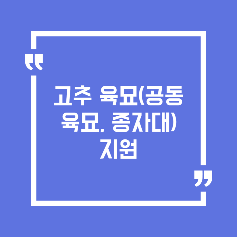 고추 육묘(공동육묘, 종자대) 지원