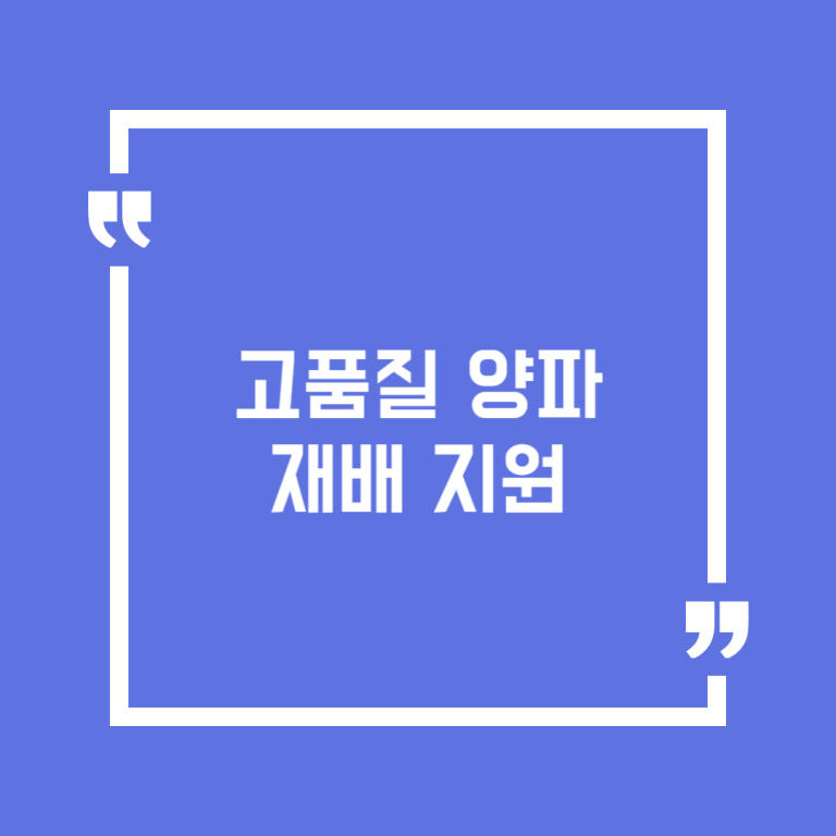 고품질 양파재배 지원