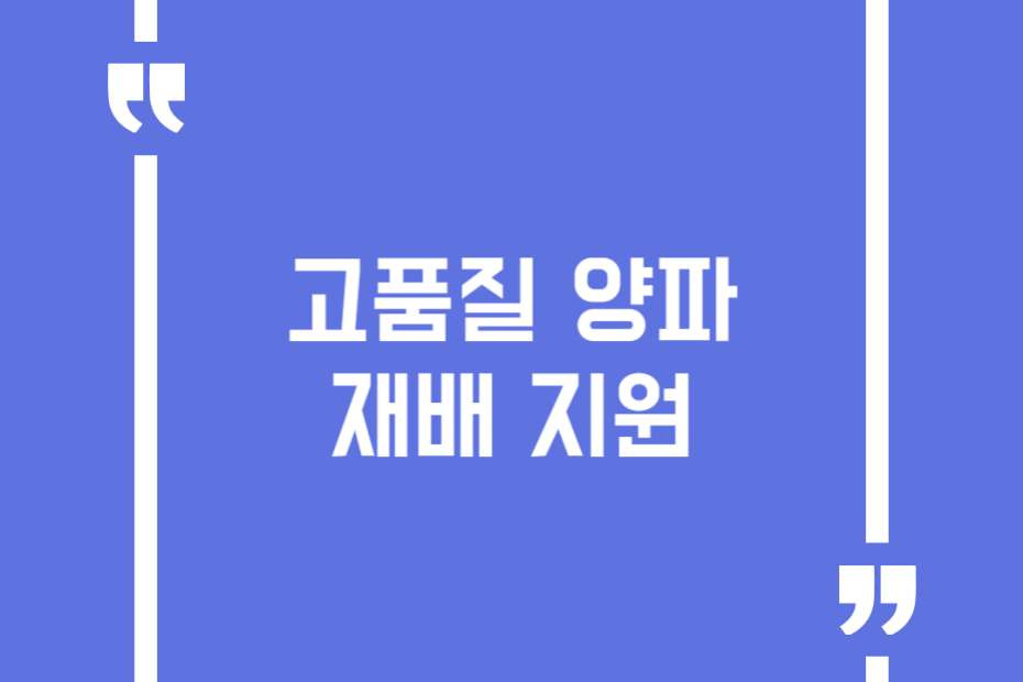 고품질 양파재배 지원
