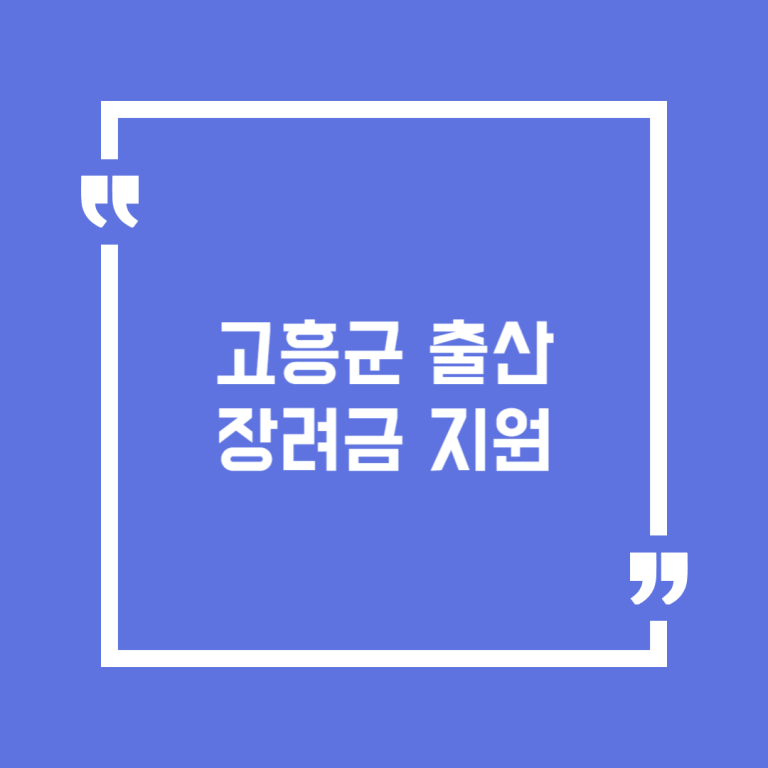 고흥군 출산장려금 지원