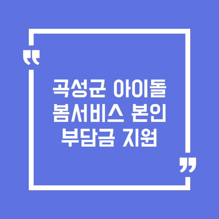 곡성군 아이돌봄서비스 본인부담금 지원