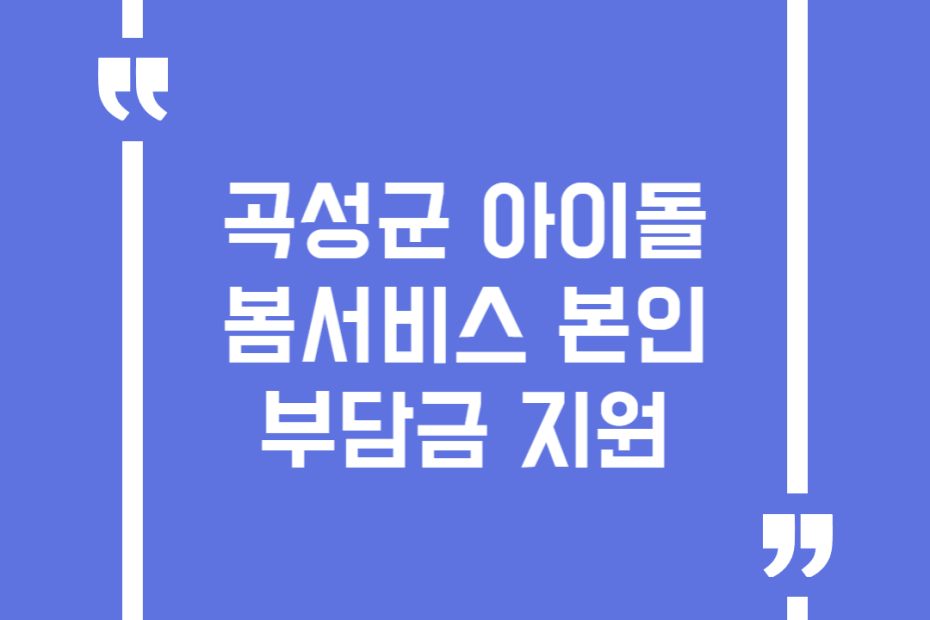 곡성군 아이돌봄서비스 본인부담금 지원