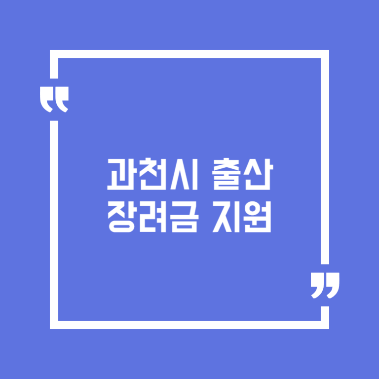 과천시 출산장려금 지원