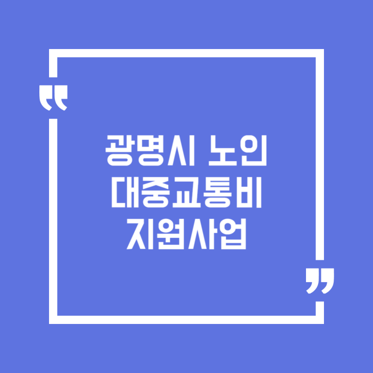 광명시 노인 대중교통비 지원사업