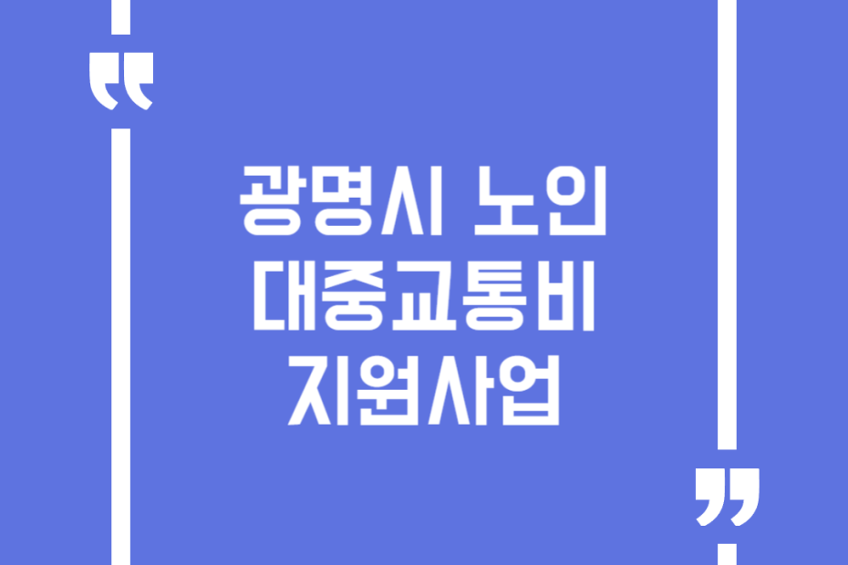 광명시 노인 대중교통비 지원사업