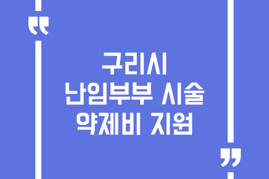구리시 난임부부 시술 약제비 지원