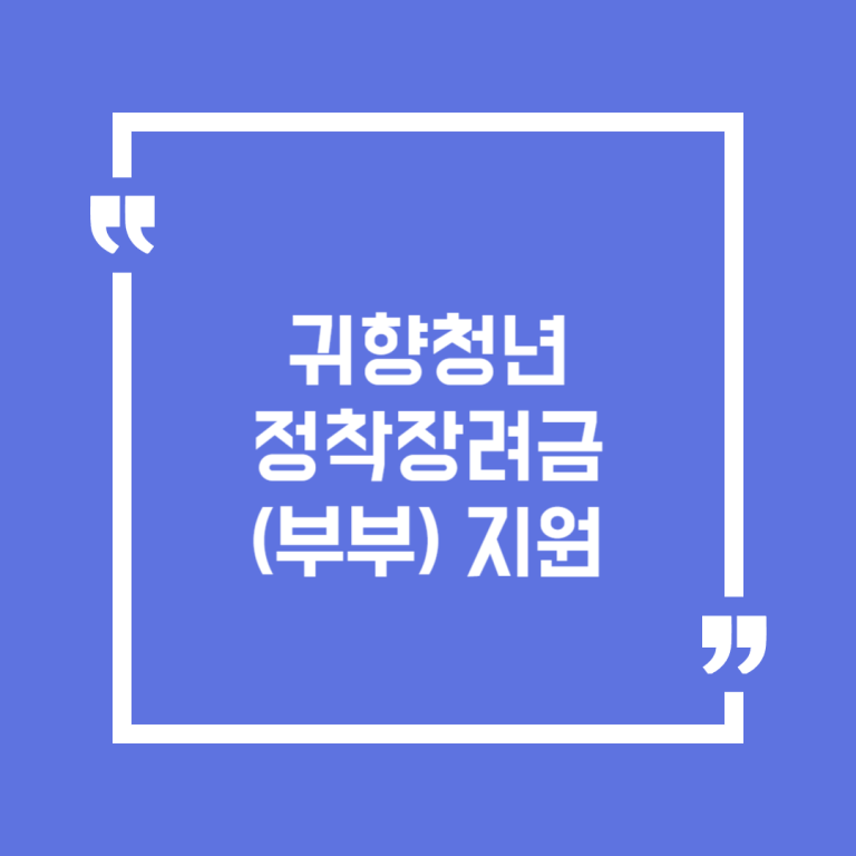 귀향청년 정착장려금(부부) 지원