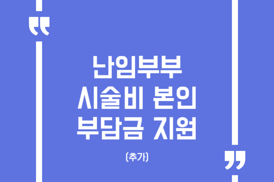 난임부부 시술비 본인부담금 지원(추가)