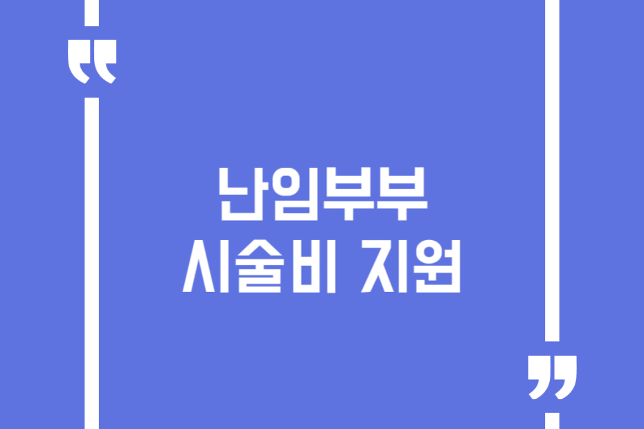 난임부부 시술비 지원,
