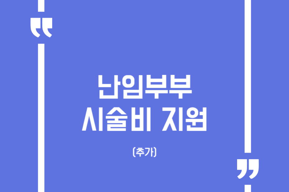 난임부부 시술비 지원(추가)