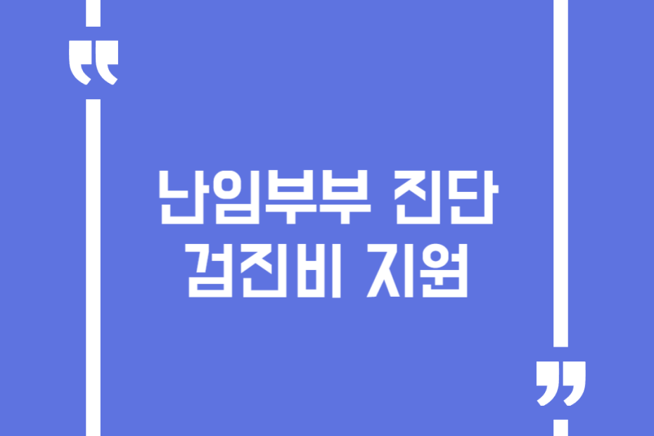 난임부부 진단검진비 지원
