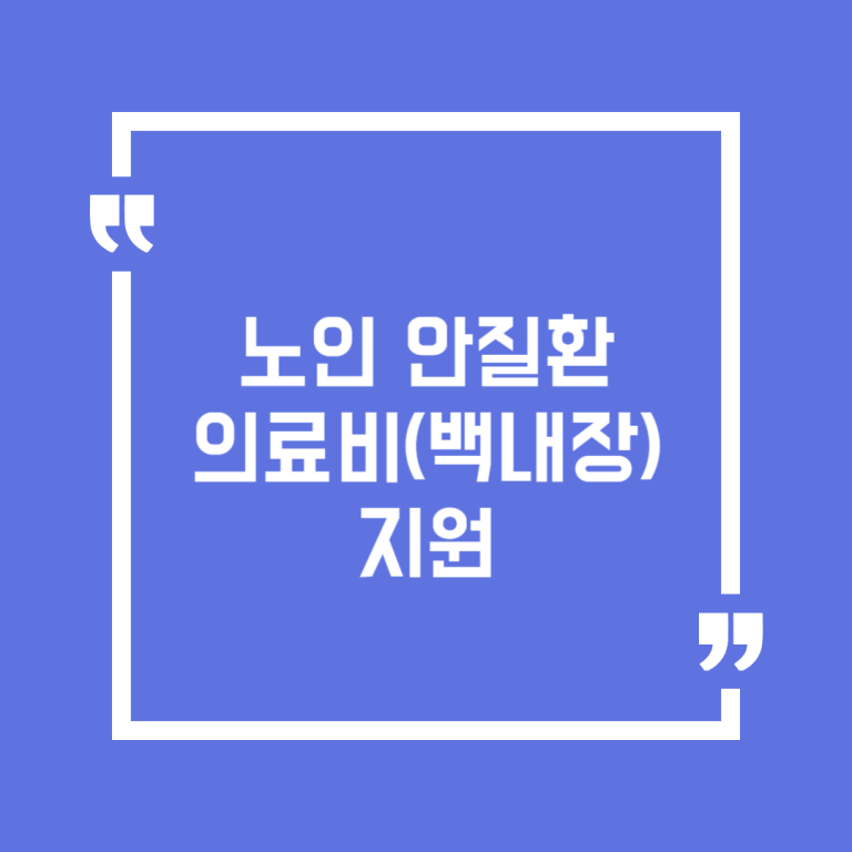 노인 안질환 의료비(백내장) 지원