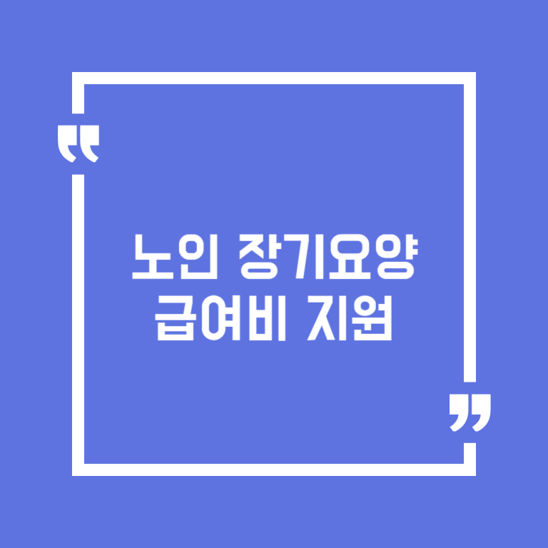 노인 장기요양급여비 지원