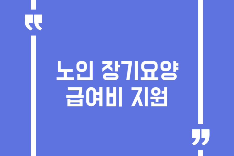노인 장기요양급여비 지원