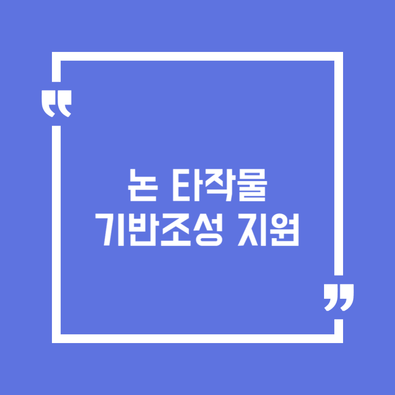 논 타작물 기반조성 지원