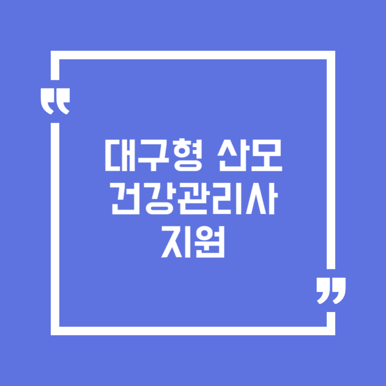 대구형 산모 건강관리사 지원