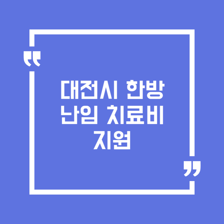 대전시 한방난임 치료비 지원